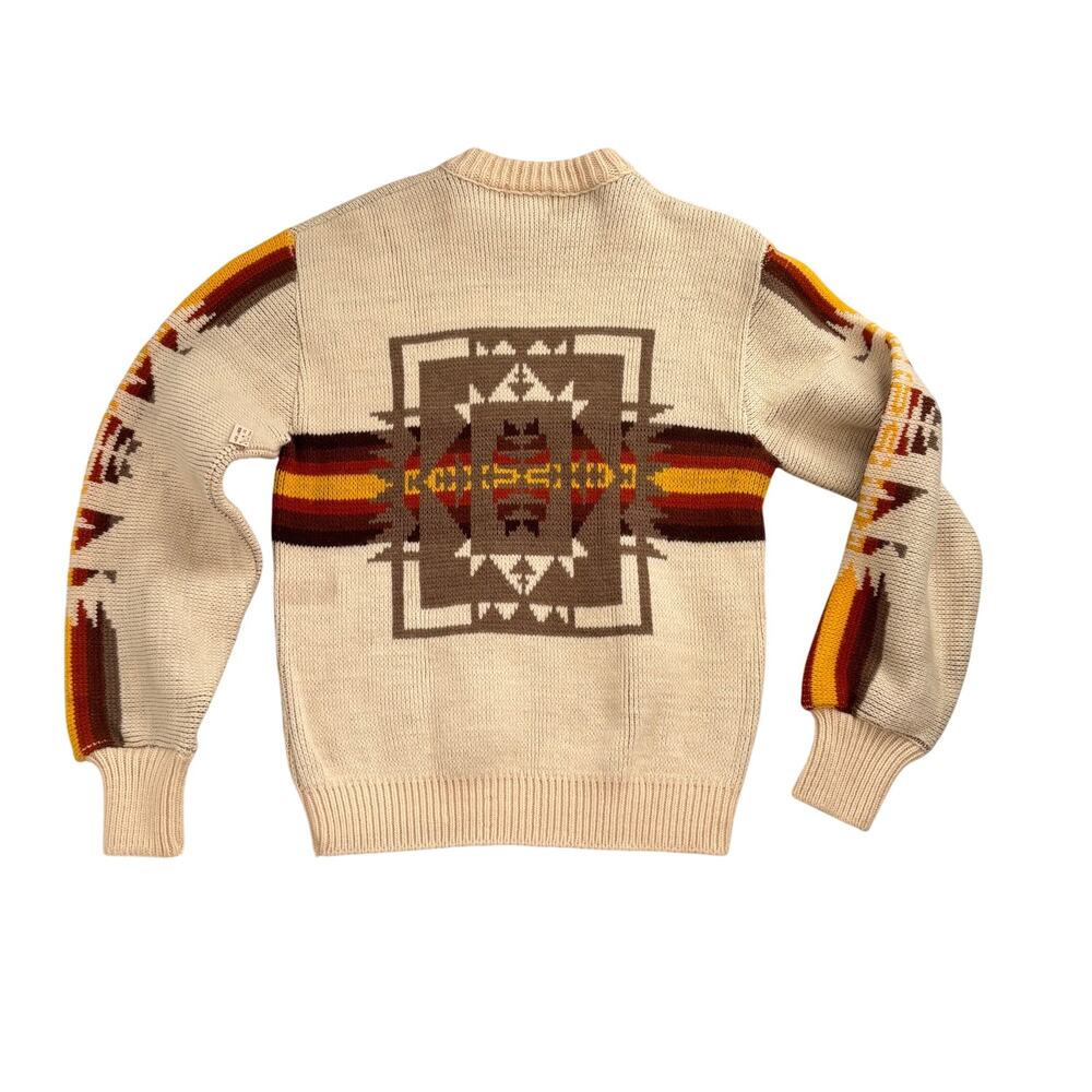 VINTAGE NEW WESTERN AZTEC STYLE PULLOVER SWEATER WOOL JUMPER MEN SIZE MEDIUM - Picture 8 of 11